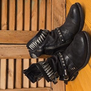 A.S.98 Torey Black Leather Short Boots
